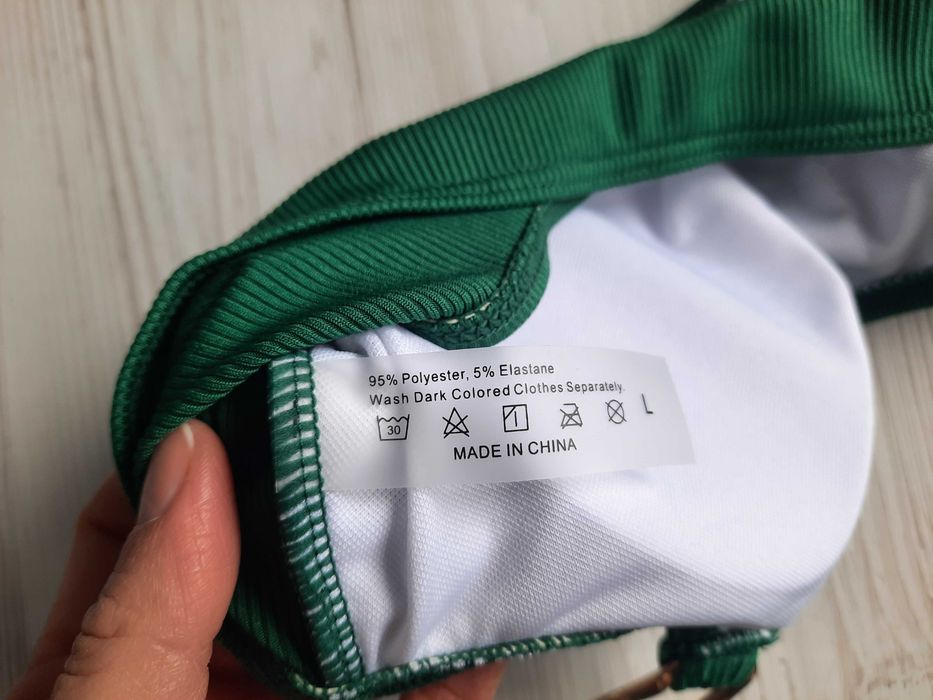 Зеленый купальник монокини на одно плечо L XL в рубчик мягкая чашка