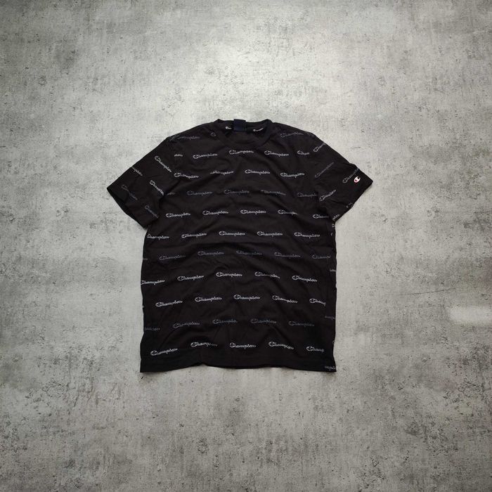 MĘSKA Koszulka Casual Czarna Multi Logo Champion Bawełna Casual Sport