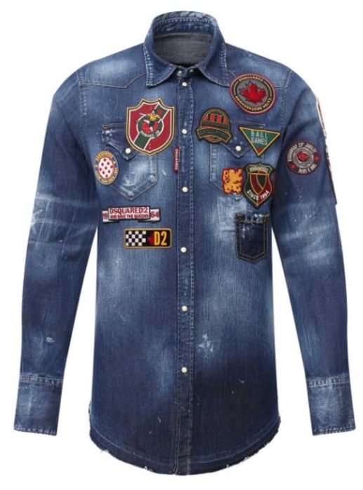 DSQUARED2 efektowna męska koszula effect denim shirt -50%