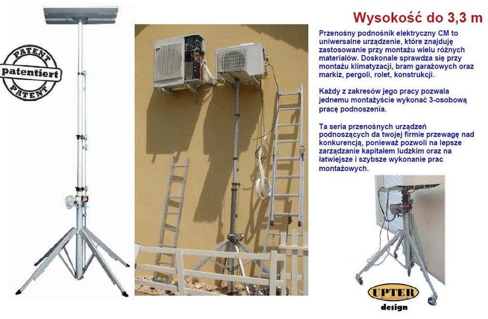 Wypożyczalnia Podnośnik Elektryczny Winda do klimy PILOT h=5m Wynajem