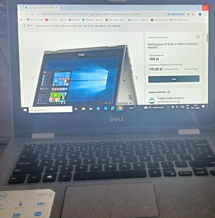 Dell dotykowy Inspiron 13-5378   + myszka bezprze