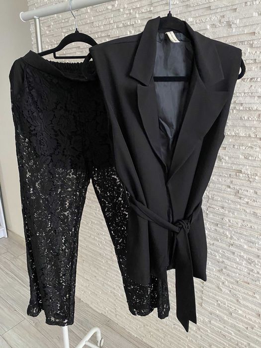 New collection nowy set garnitur kamizelka + spodnie koronka