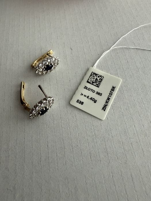 Kolczyki złote W. Kruk szafiry topazy Kolekcja Szekspirowska