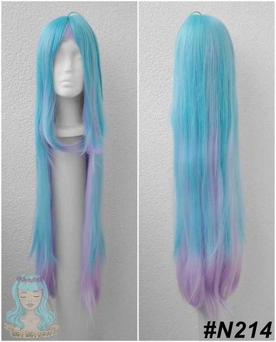 Błękitna długa peruka ombre Shiro No Game No Life Cosplay wig