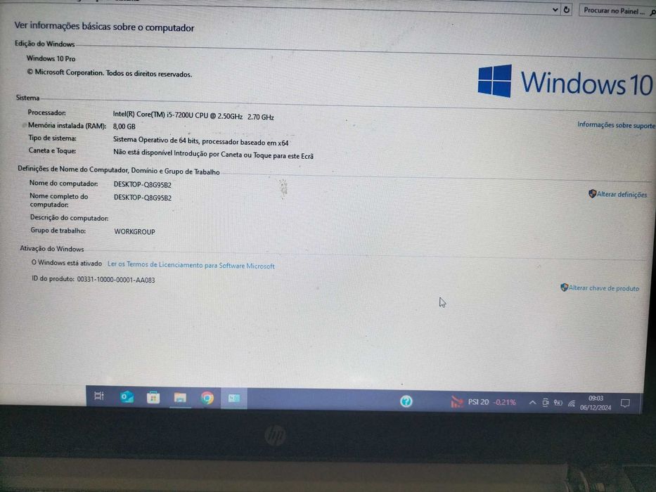 Computador Portátil HP | 15,6" | i5-7200U | 8GB | 500 GB SSD