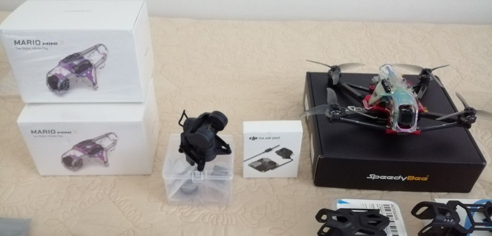 Розпродаж FPV Speedybee MARIO 4" DjiO4, ESC Hobbywing 3-6S 60A,Gimbal XF C-20T, частини Heewing T1, T2 FC ATOMRC F405 NAVI  Hqprop 7 дюйма, Акуми 2-6S