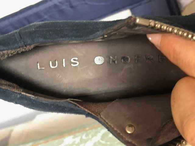 Sapato salto camurça azul escura da marca luxo Luis Onofre