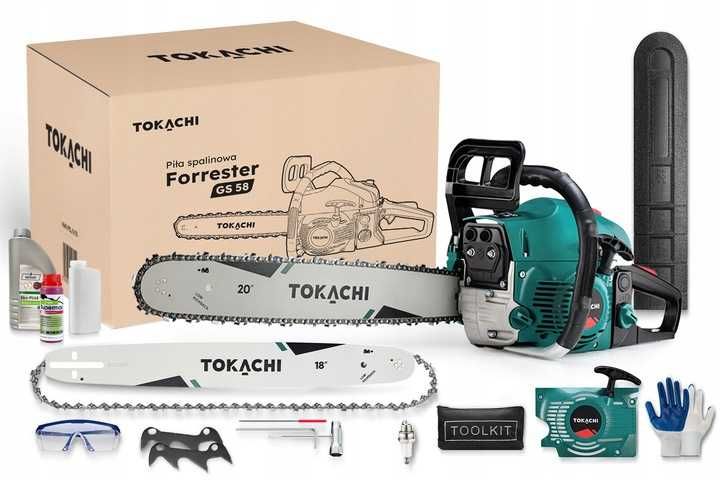 ZESTAW Mocna Piła Spalinowa pilarka łańcuchowa 5,7KM do drewna 58cm3