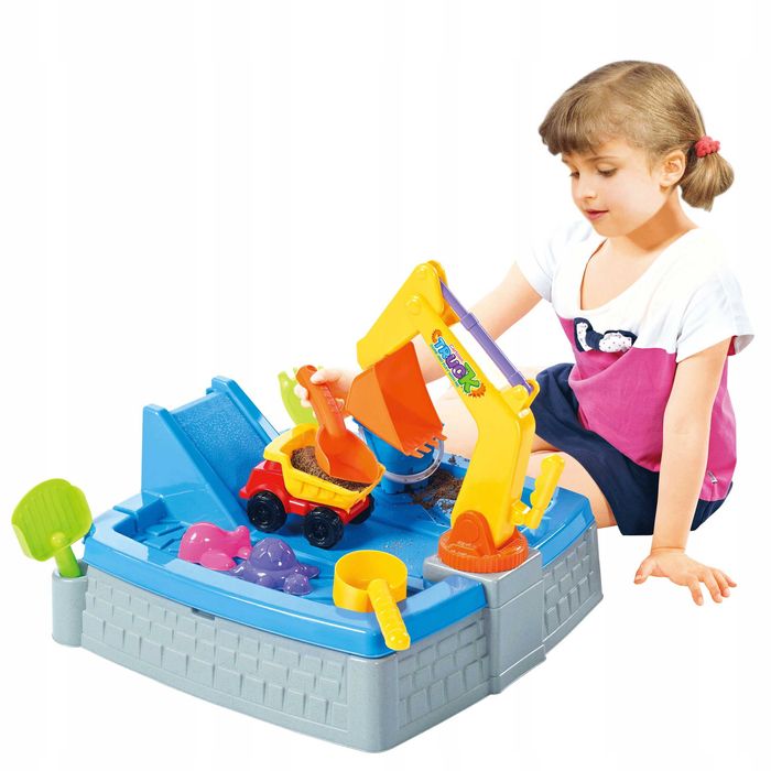 Piaskownica Zamykana Koparka Autko Wiaderko Foremki Akcesoria 2W1