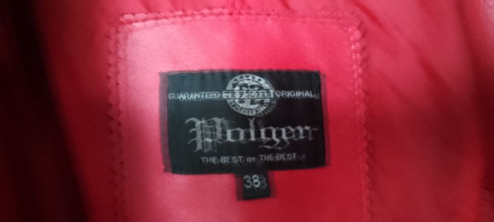 Czerwony długi skórzany płaszcz TZPolger. R. 38. S/M