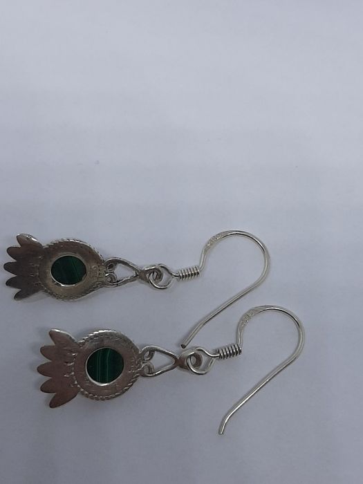 Kolczyki ze srebra, srebro 925 z malachitem