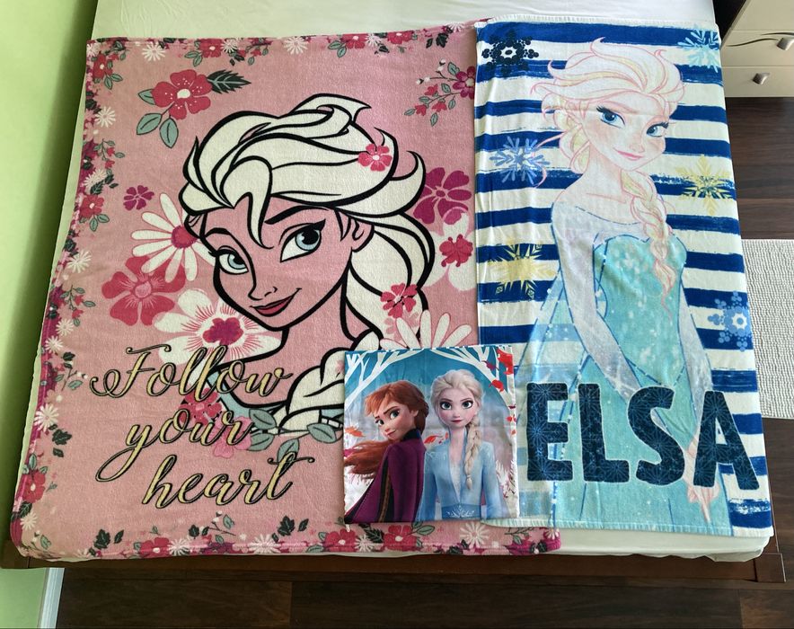 Zestaw Elsa koc recznik poszewka na poduszkę