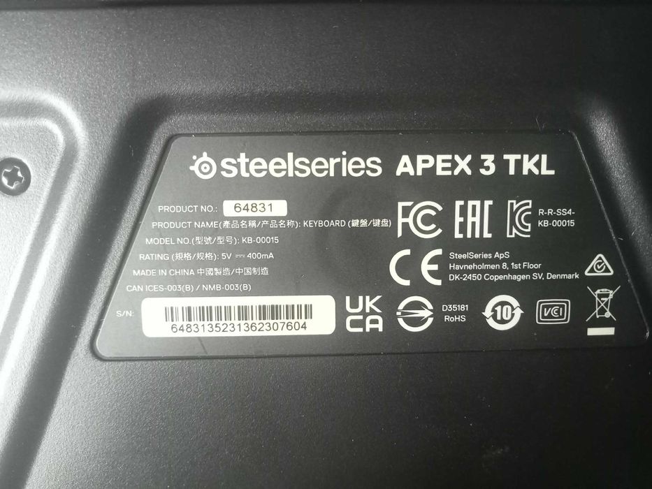Klawiatura gamingowa SteelSeries Apex 3 TKL RGB