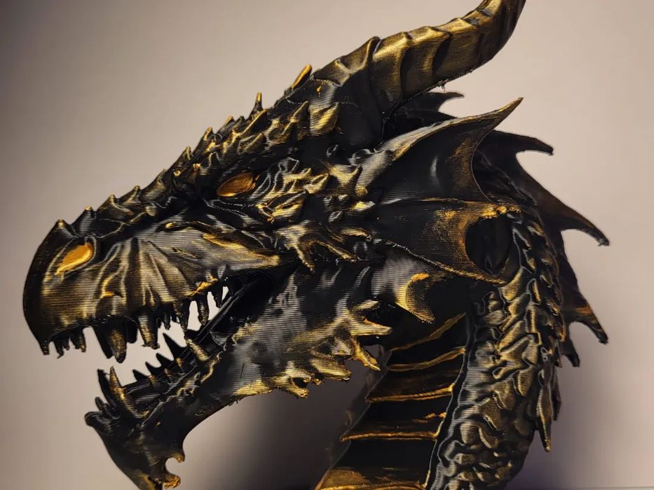 Busto de Dragão para Secretária com Base