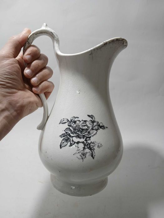 Antigo Jarro Loiça Real Fabrica Sacavem - Flores Rosas