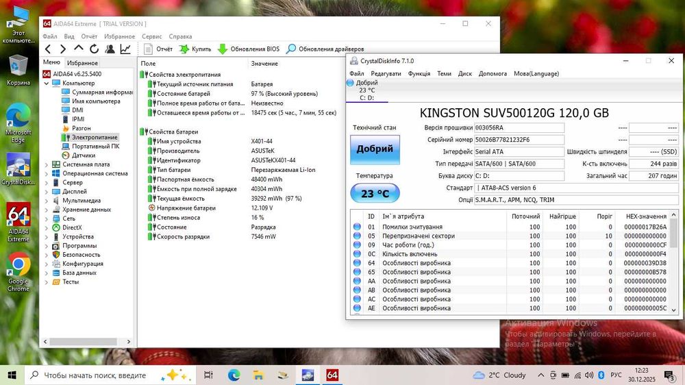 Швидкий ноутбук Asus/ Мощний Intel Core i3 (4 ядра)/ 4 ГБ/ SSD 120 ГБ