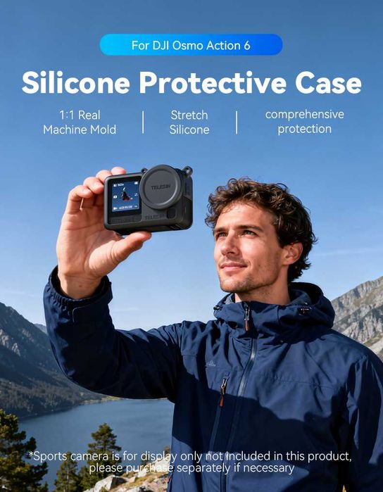 Silikonowe etui ochronne TELESIN do DJI OSMO Action 6 szary pomarańcz