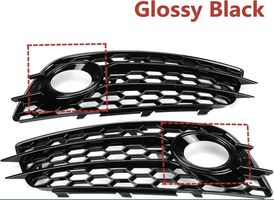 2x czarne kratki zderzaka przód, Plaster Miodu Audi A4 b8 S-Line, S4