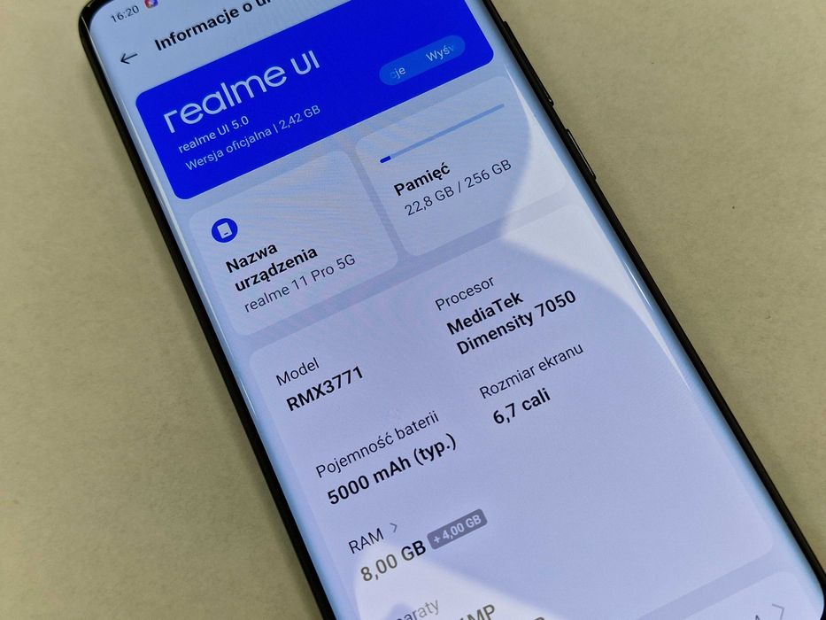 Realme 11 PRO 5G Dual SIM/ 8GB/ 256GB/ Astral Black/ Grade A- + ładowa