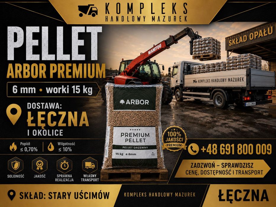 PELLET ARBOR Premium 6 mm | opał z dostawą węgiel, drewno, cement