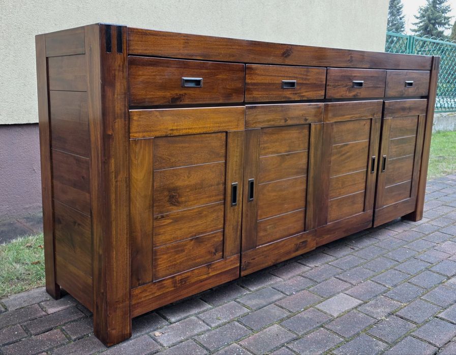 CIEKAWA 100% Lita Tekowa Komoda Kolonialna 4 Szuflady WYSYŁKA