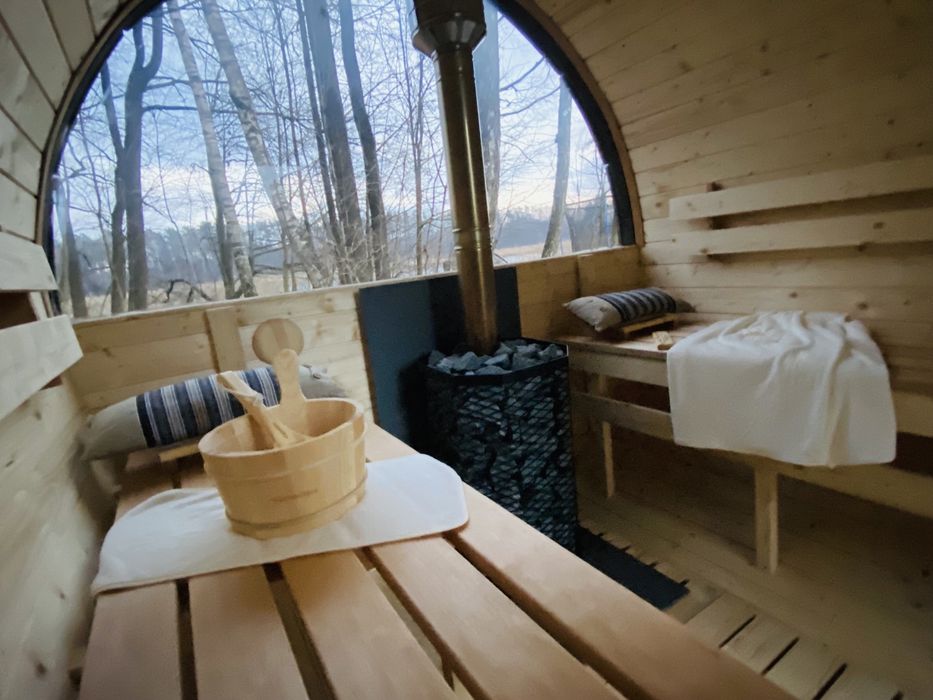 Domek CHIC -boho na Mazurach. Sauna i balia nad jeziorem