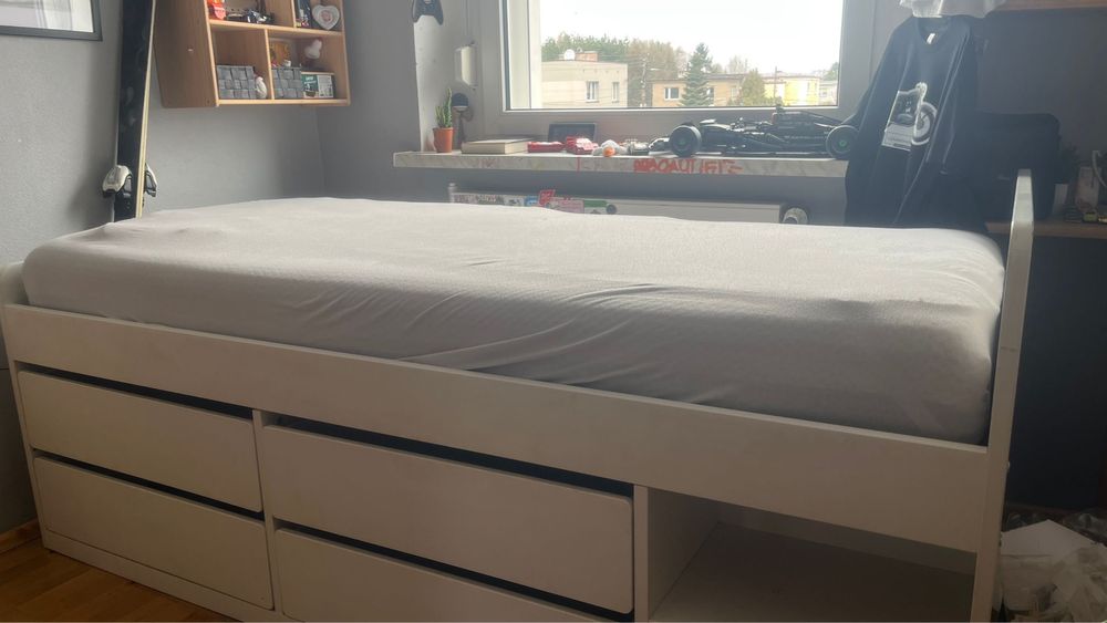 Łóżko z szufladami SLÄKT - Ikea 90x200 cm