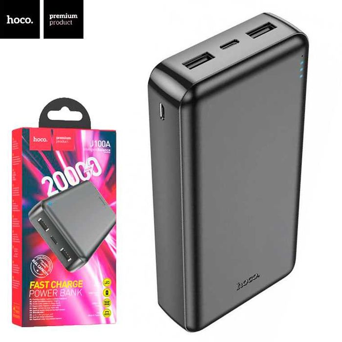 Зовнішній портативний акумулятор Hoco J100A 20000mAh Black 10.5W