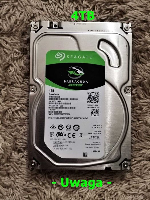 HDD 4TB SeaGate BarraCuda 3.5" - Komunikat UWAGA
