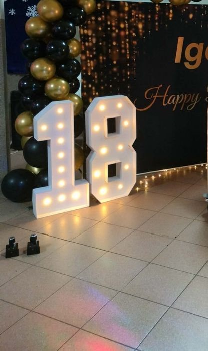 Cyfry  podświetlene 18- dekoracja urodzinowa
