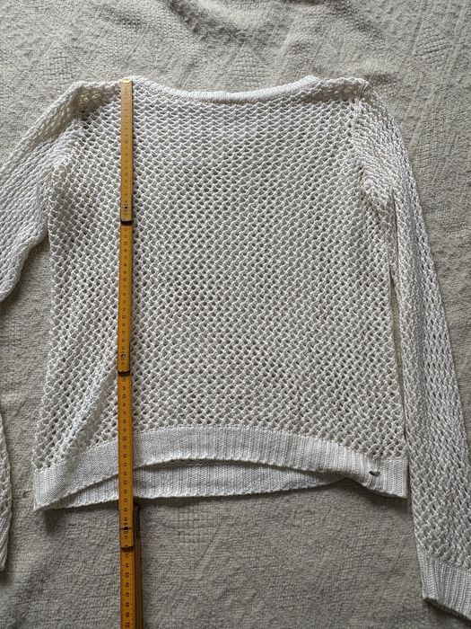 Ażurowy sweter kremowy boho M