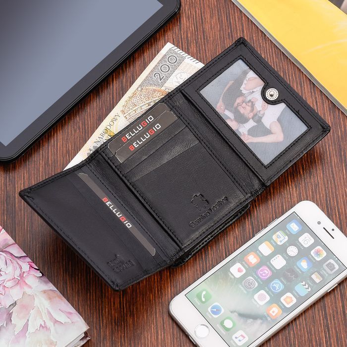 Kompaktowy portfel damski Bellugio czarny mały poręczny do torebki