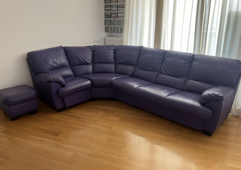 Duży narożnik KLER 190 x 310 z funkcją spania + pufa