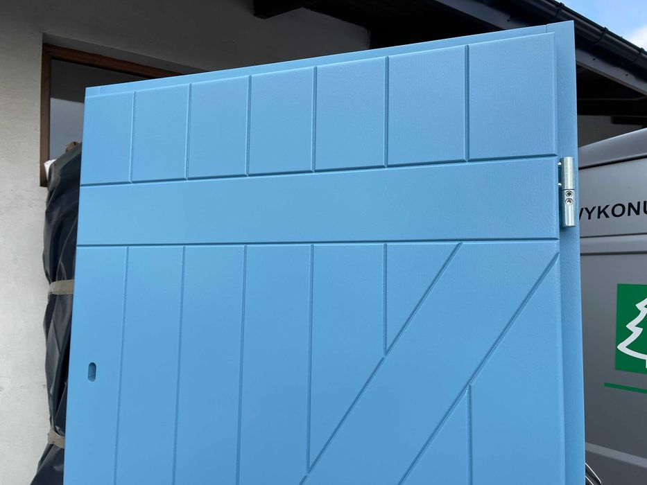 Drzwi zewnętrzne drewniane ocieplane niebieskie wszystkie kolory