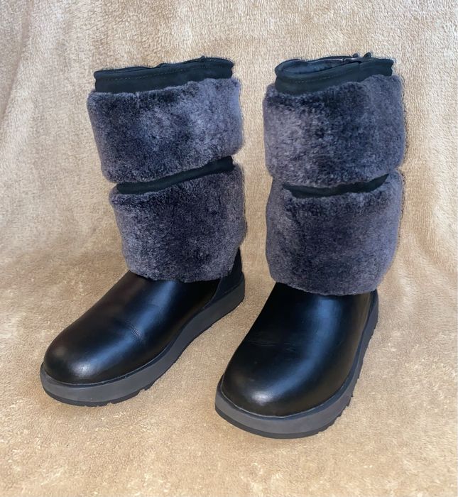 Ugg Vibram зимові високі шкіряні чоботи 38 р