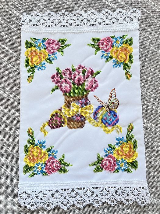 Рушник великодній вишитий бісером