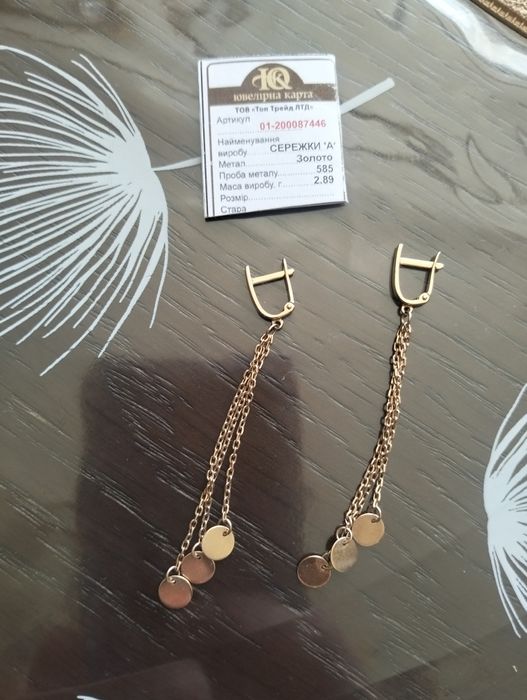 Золотые серьги 585