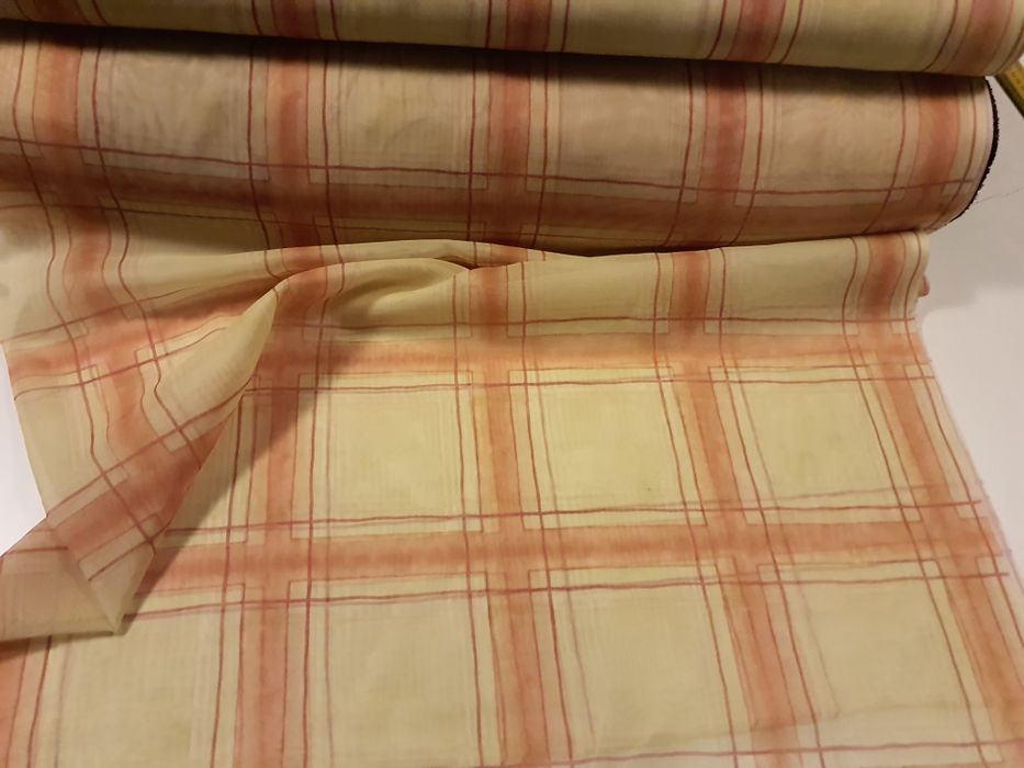 Tkanina zasłonowa w kratkę szer.150 cm.Promocja