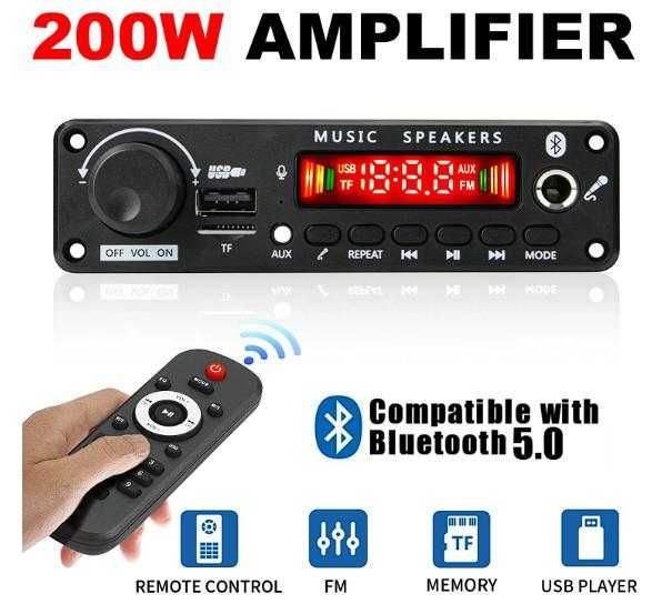 Amplificador 200w bluetooth  usb cartão tf FM e microfone