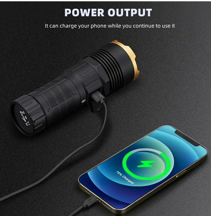 Дальнобійний ліхтар 5000 лм - павербанк на 6600 mAh