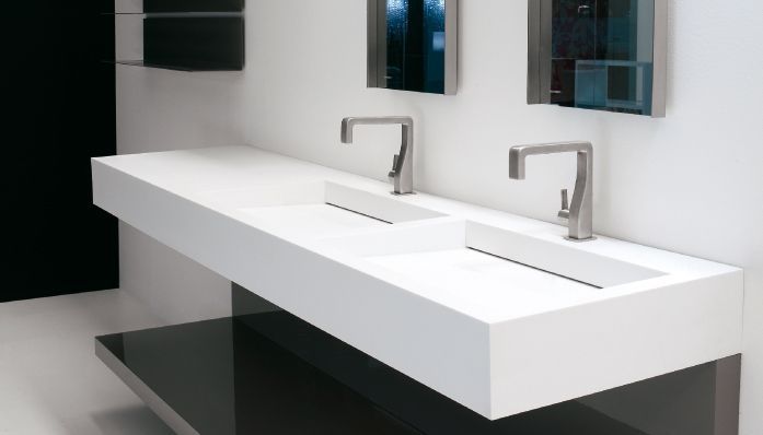 BLATY UMYWALKOWE zespolone z umywalką na wymiar Corian, Staron, Krion