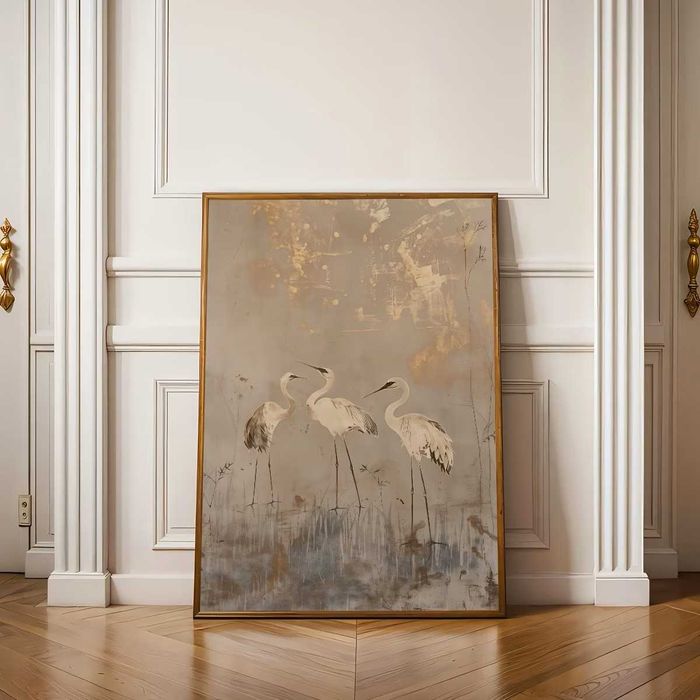 Japońska Sztuka Ścienna z Żurawiem