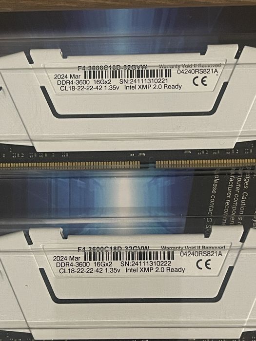 Nowa Pamięć RAM DDR4 32gb G.SKILL Ripjawsv 2x16gb 3600Mhz CL18 białe