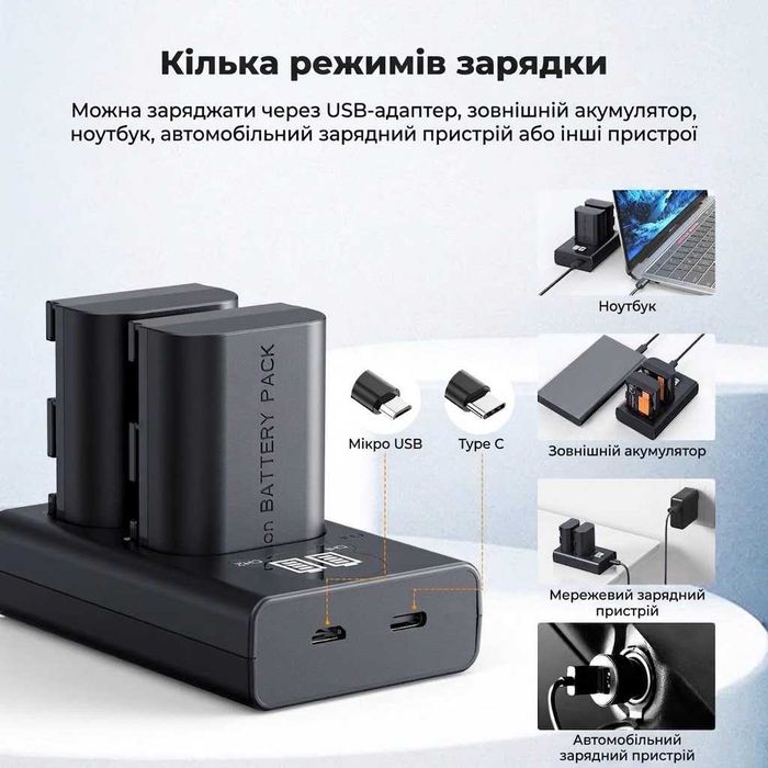 Акумулятори батареї для Canon Batmax K&F Concept LP-E6 LP-E6N LP-E6NH Canon EOS 6d R R5 R6 R7 5D 6D 80D