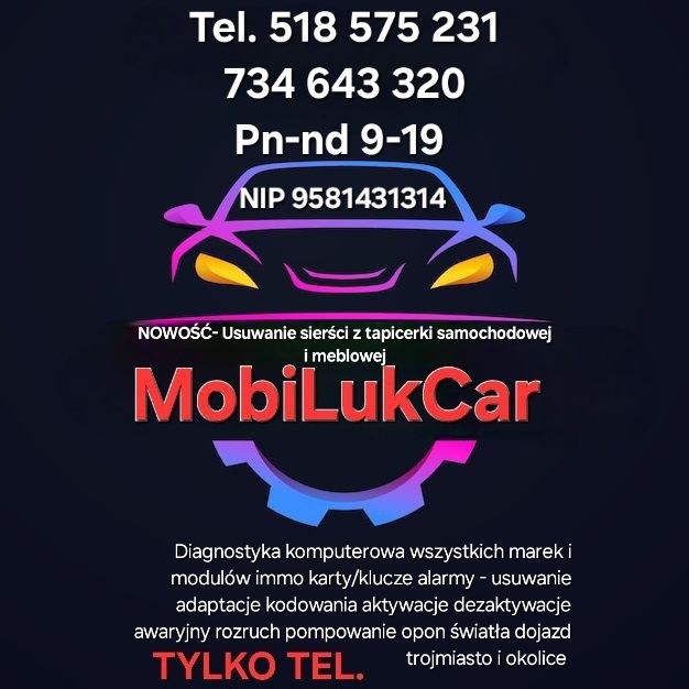 MobiLukCar Mobilna Elektromechanika-diagnostyka aut immo,alarmy pn-nd