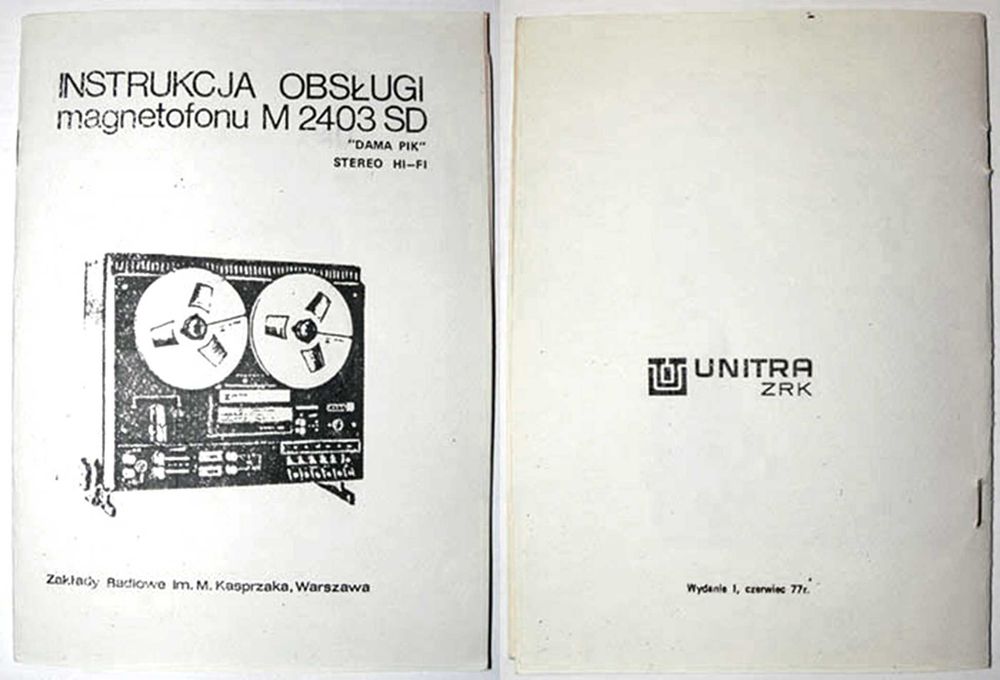Instrukcja magnetofonu M 2403 SD DAMA PIK UNITRA