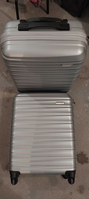 Walizka kabinowa 54x38x20 Wittchen ABS szara żebrowana - super stan! Pasuje do Ryanair