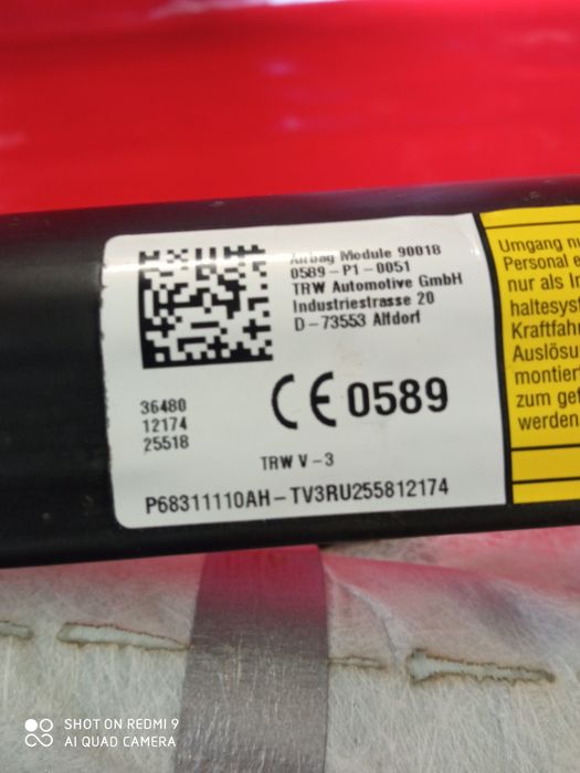 Prawa Kurtyna Poduszka Powietrzna Air Bag Ram 1500 (19-)