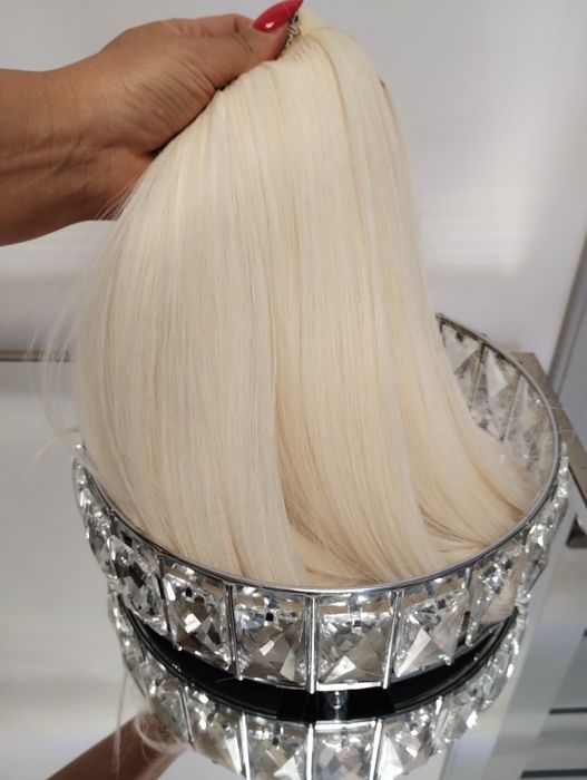 Blond włosy clip in zestaw