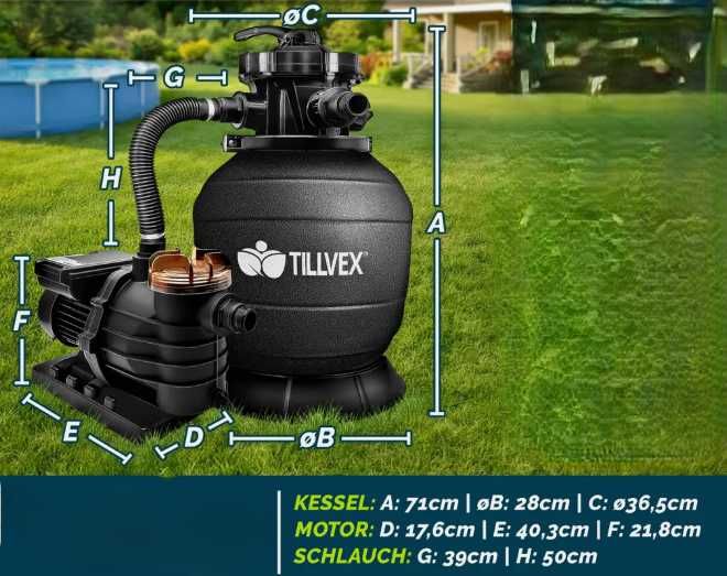 Pompa basenowa SYSTEM FILTRÓW PIASKOWYCH 13200L/h + 1200g TILLVEX